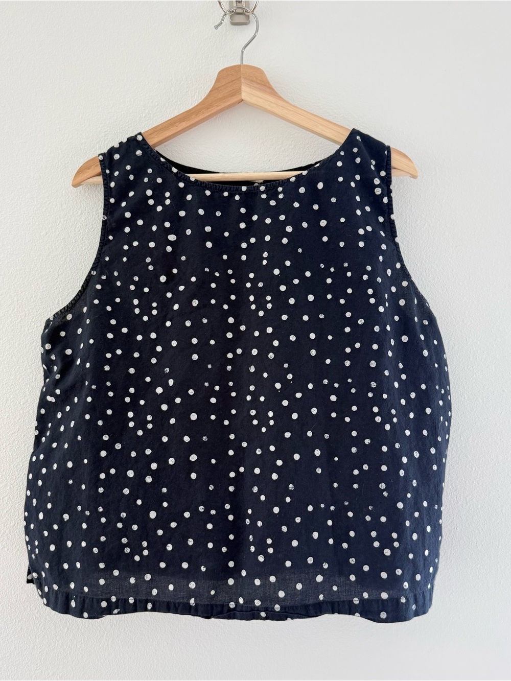 Eileen Fisher Black Tank with White Polka Dots